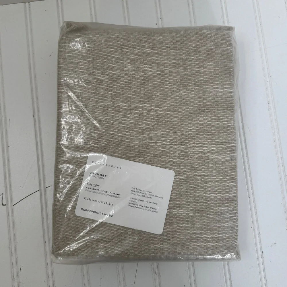 NEW Pottery Barn Emery Linen Grommet Blackout Curtain 50in X 84in